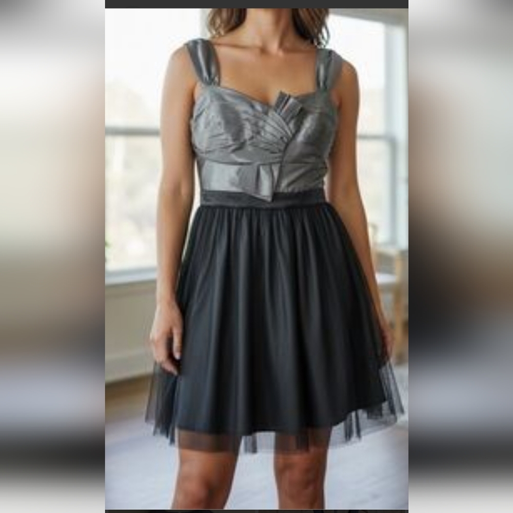 NWT Max And Cleo Dress Womens Sz 14 Formal Fit & Flare Mini BallGown Gray Black